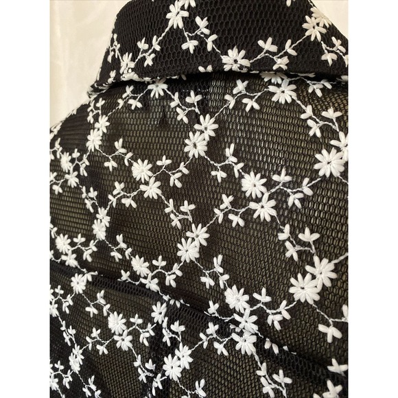 Sachin & Babi Mesh Embroidered Floral Moto Jacket Blazer Black White Zip… - Picture 5 of 7